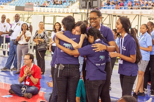 Bionic Wolves hug as they were announced the National Champions
